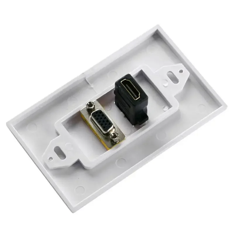 Panel VGA Compatible con HDMI, enchufe de pared directo sin soldadura, toma de ordenador de alta definición, puerto Dual, 115x70mm - imagen 5