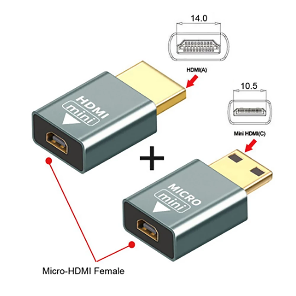 Adaptador Micro compatible con HDMI hembra a Mini macho, convertidor de conector HD, 4K @ 60hz, para Monitor, portátil, proyector - imagen 2