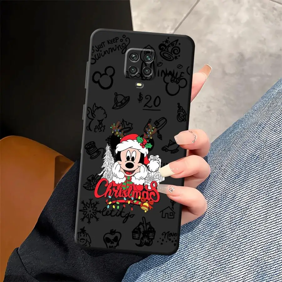 Funda navideña de dibujos animados de Mickey Minnie para Xiaomi Redmi Note 13 14 Pro Plus 9 10 11 12 Pro 11s 10S 12s 7 8 9S teléfono suave negro - imagen 3