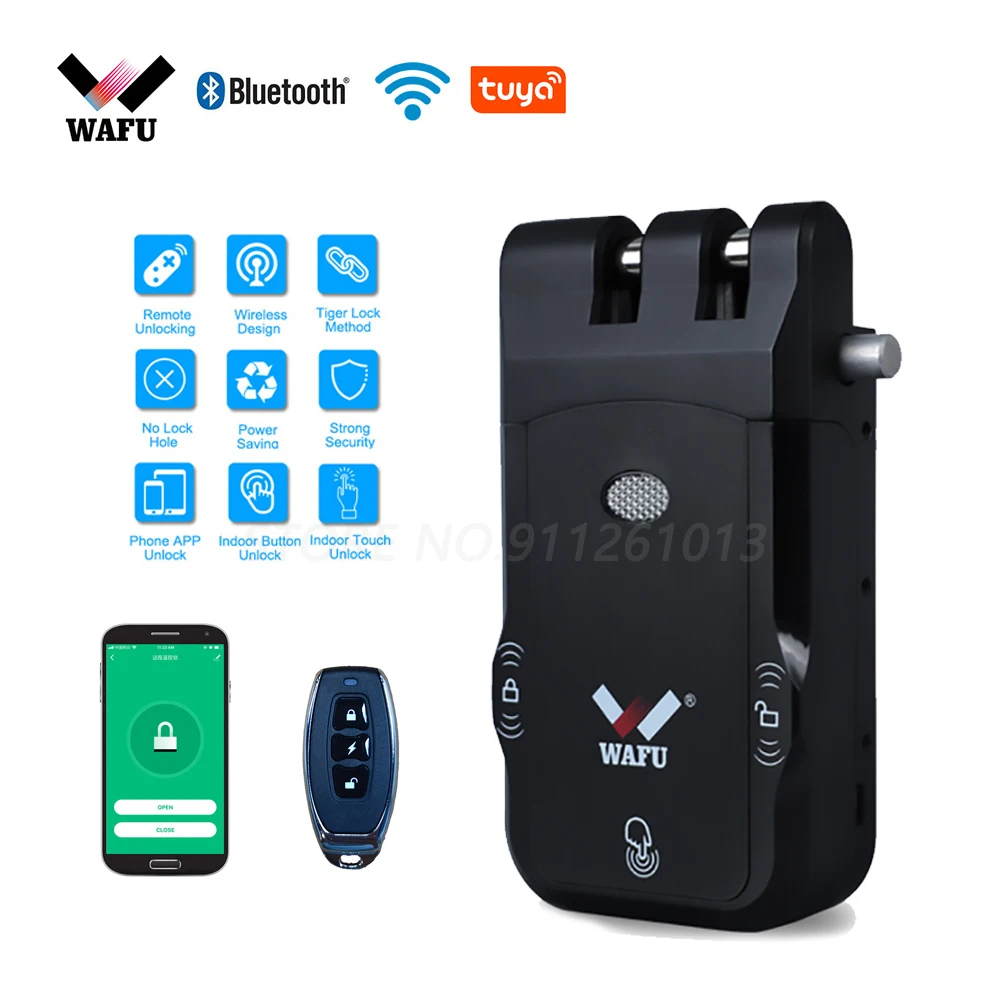 WAFU 026 cerradura de puerta Control remoto electrónico Digital protección de seguridad soporte Tuya Smart Home cerradura de inducción Invisible