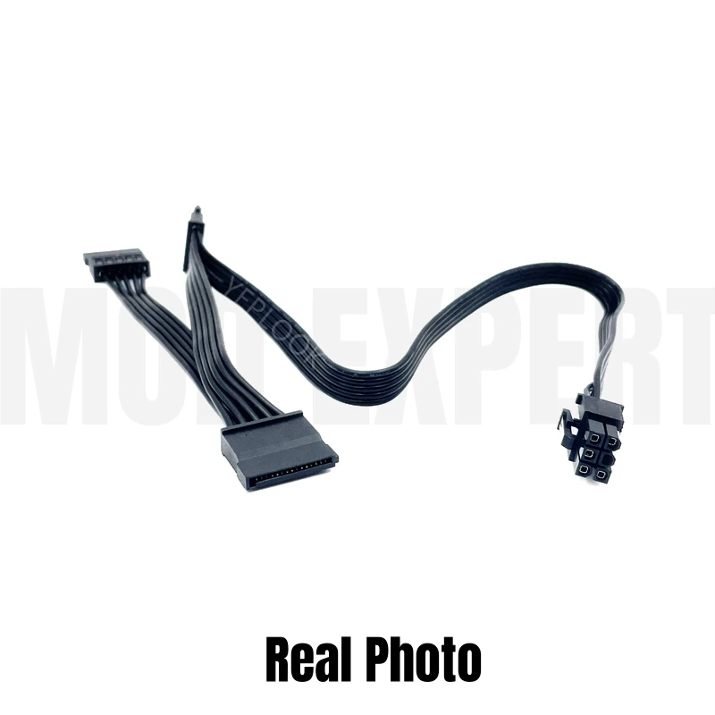 Cable de alimentación HDD SSD macho recto SATA de 6 pines a 3x para fuente de alimentación Modular Corsair RM750e RM850e RM1000e RMe, 50 + 15 + 15 CM 18AWG - imagen 5