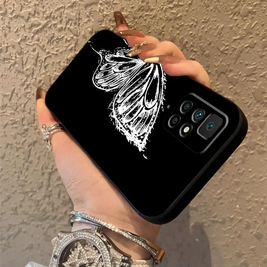 Funda de teléfono suave negra para Xiaomi Redmi A1 A2 Plus 14C 12C A3 10 K40 K80 Pro 13C A4 A5 9 hermosa mariposa - imagen 4