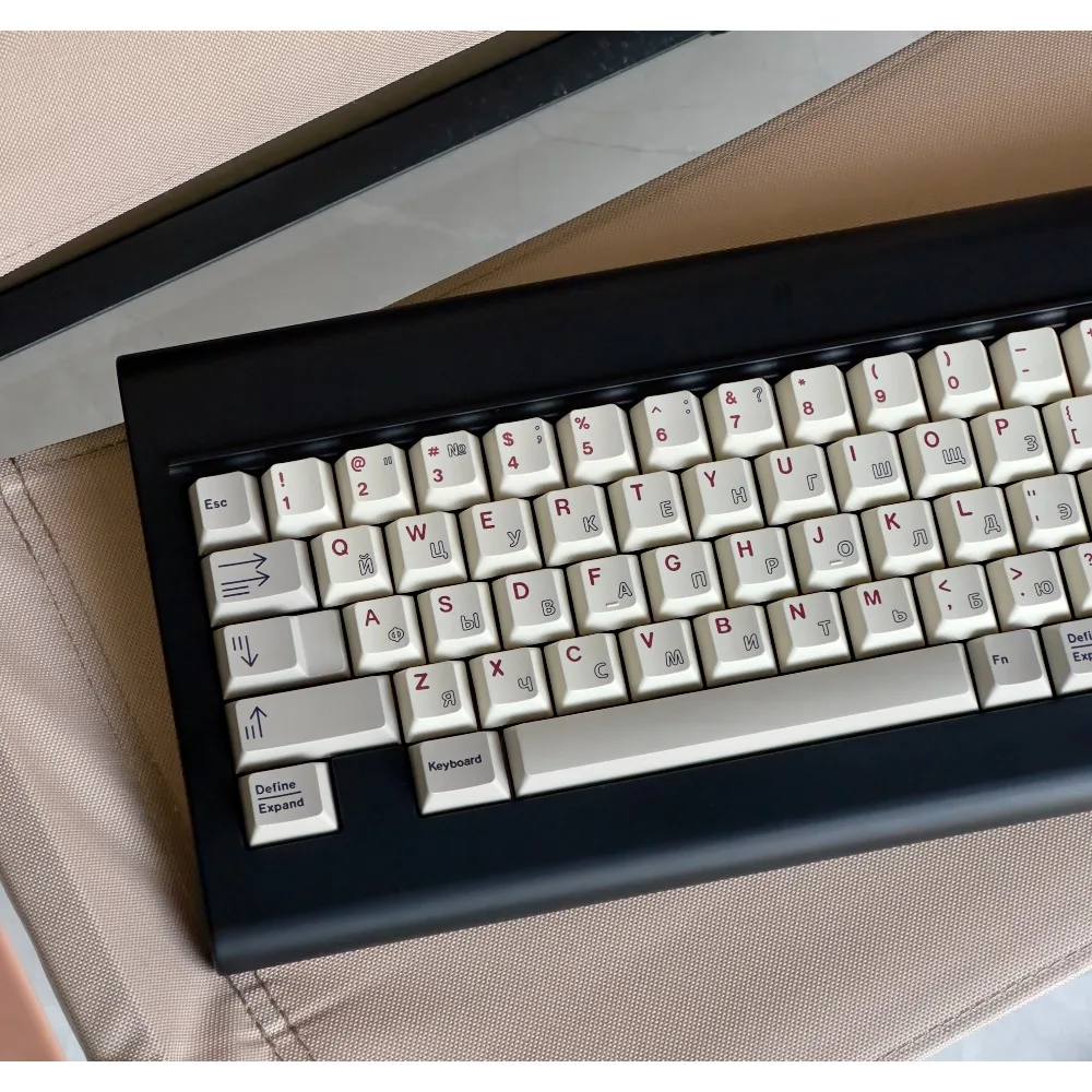 Teclas rusas huecas Retro 6085 perfil de cereza PBT 145 teclas accesorio de juego tallado frontal teclas ergonómicas teclado mecánico