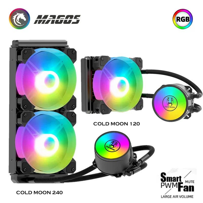 CoolMoon AM5 CPU 240 Enfriador de agua AIO Kit de enfriamiento 1700 Soporte AMD/Intel 5V MB ARGB SYNC