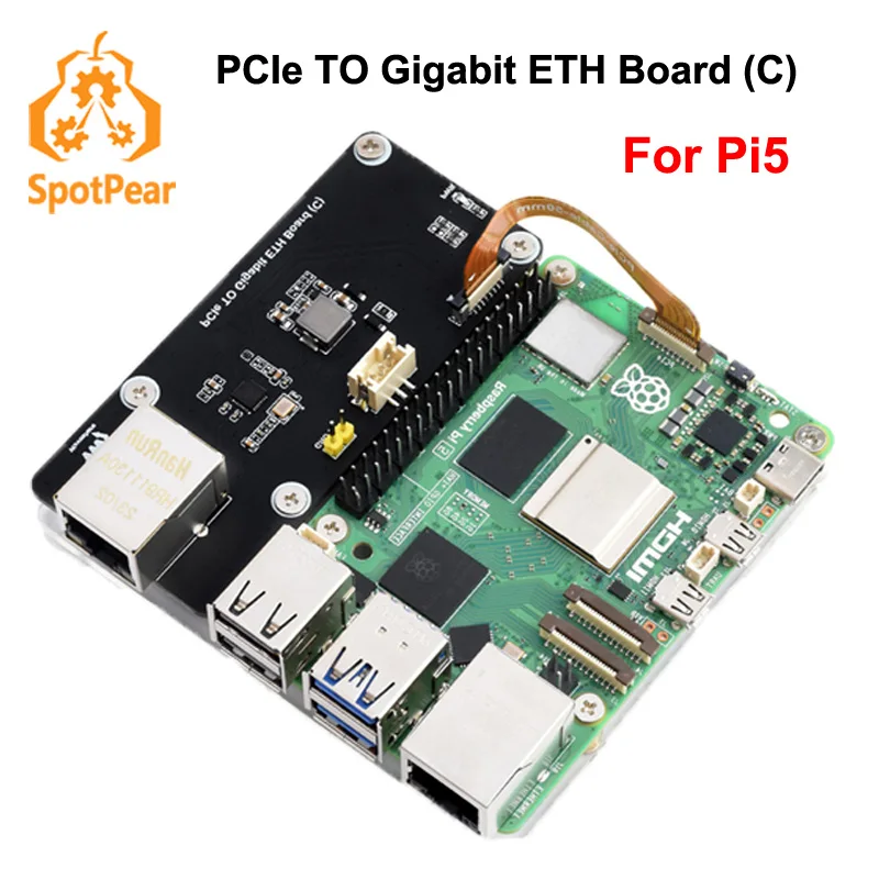 Placa adaptadora Raspberry Pi5 PCIe a Gigabit RJ45 ETH (C), Chip RTL8111H sin controlador para módulo Pi 5