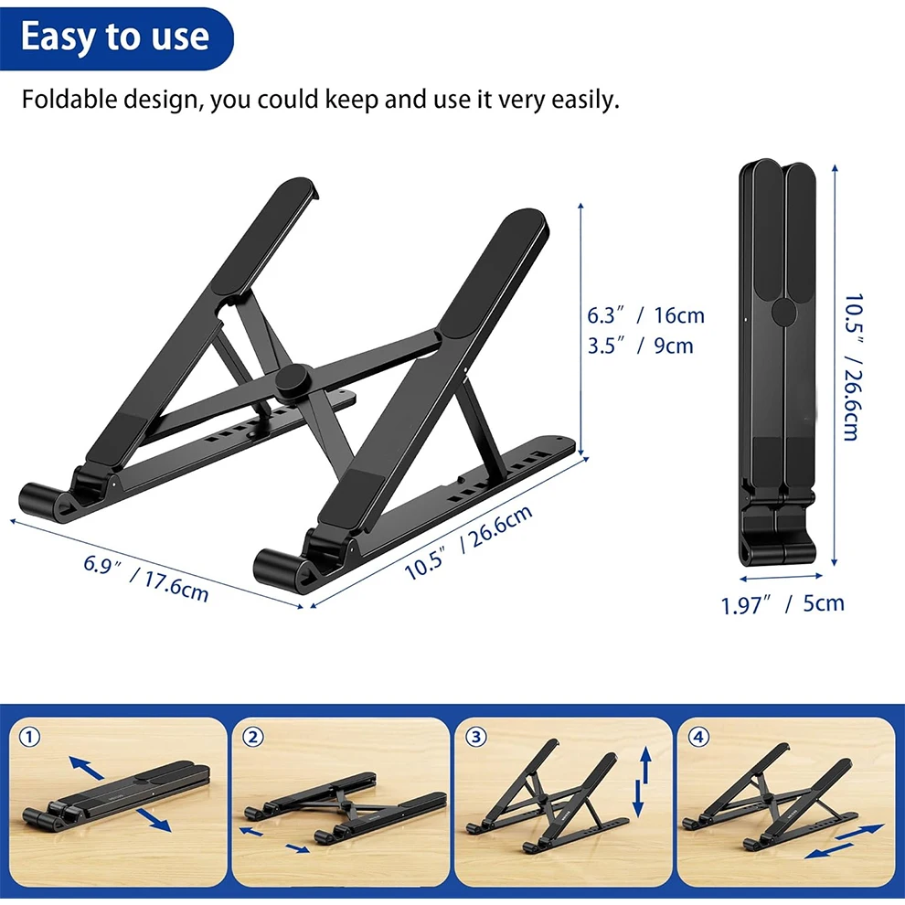 Soporte ergonómico para computadora portátil, elevador de plástico para computadora portátil, soporte para computadora portátil y ajustable Compatible con computadoras portátiles de 10-15,6" - imagen 4