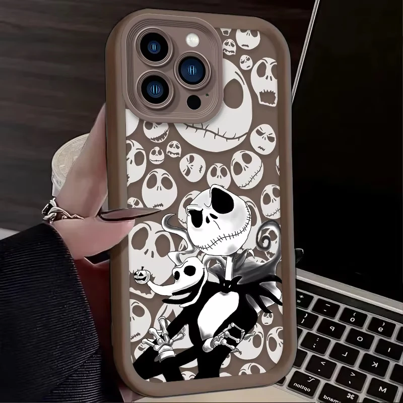 Funda de teléfono para iPhone 16e 16 15 14 13 12 11 Pro Max XS Max XR 7 8 Plus silicona a prueba de golpes N-Nightmare Before C-funda navideña - imagen 4