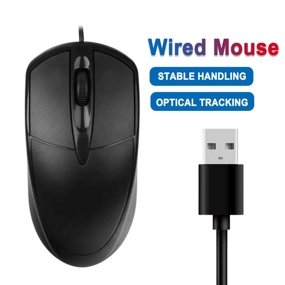 Ratón óptico USB con cable para ordenador portátil, ratón para el hogar y la Oficina, rodillo antideslizante 3D de 1200DPI, accesorios de ordenador para PC y escritorio