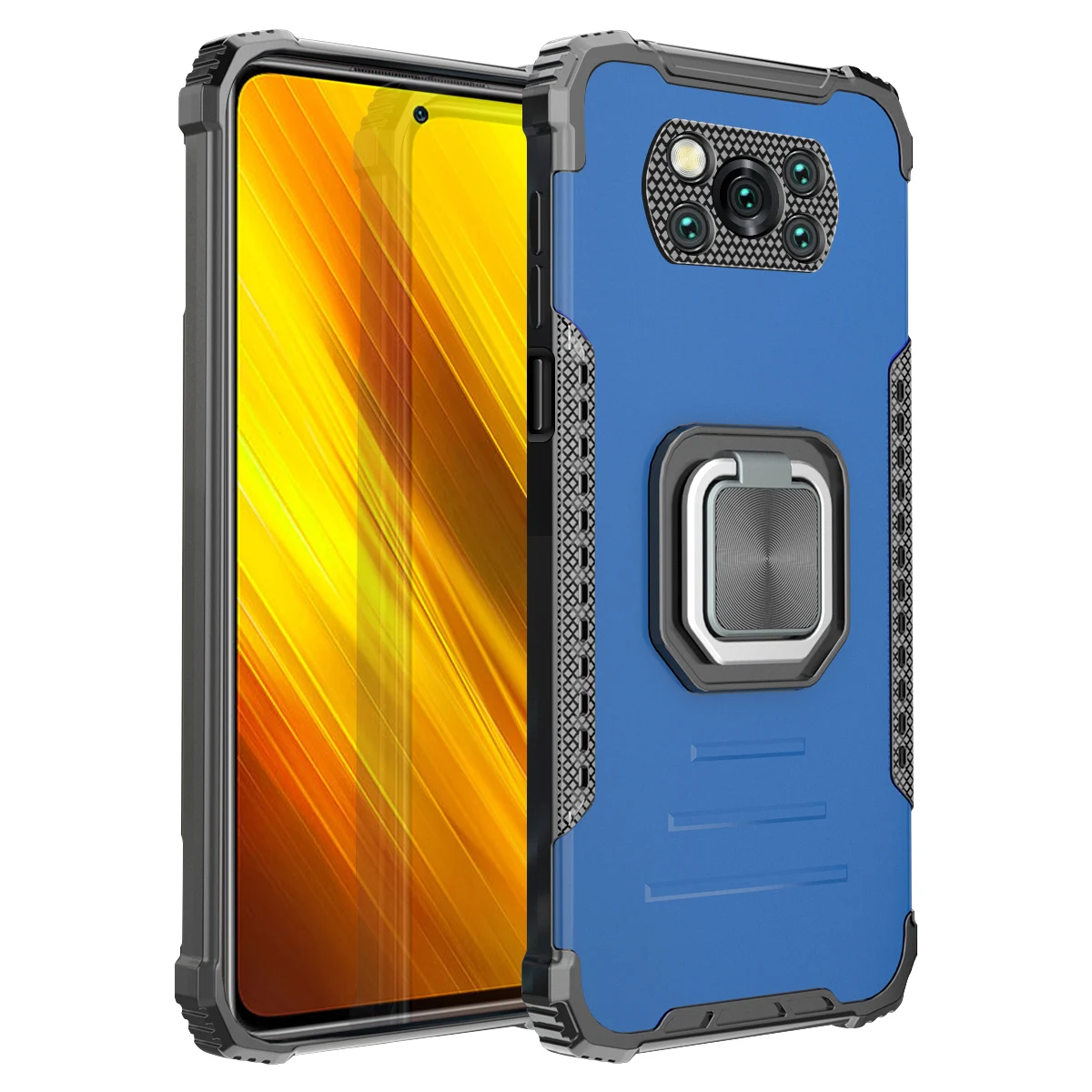 Funda de teléfono magnética para Xiaomi Poco X3, carcasa de lujo a prueba de golpes, armadura de protección pesada con soporte de anillo, NFC Pro