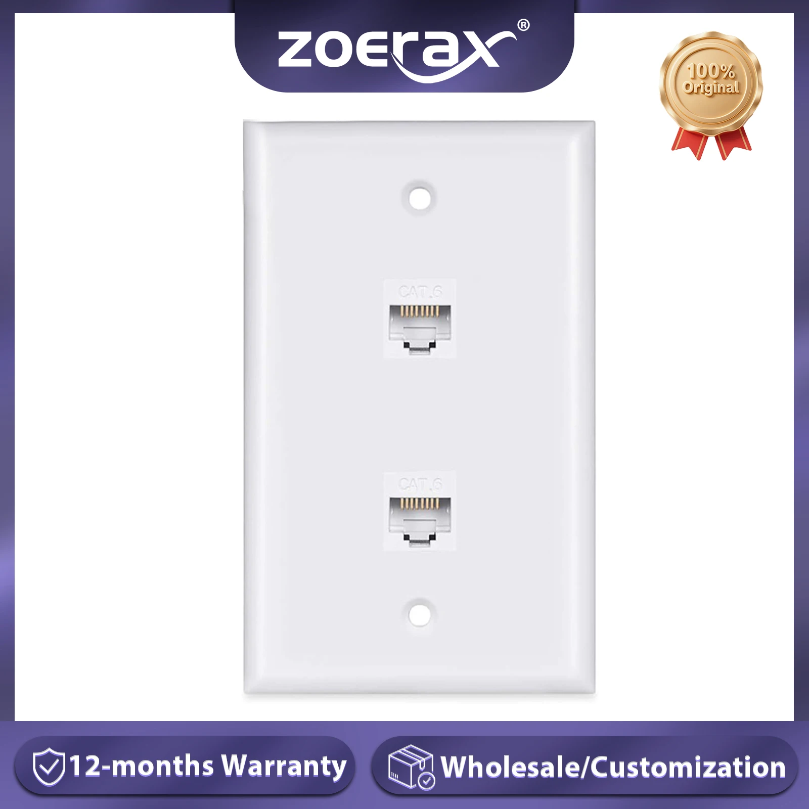 Placa de pared Ethernet ZoeRax Cat 6, placa de pared Ethernet hembra-hembra extraíble Compatible con dispositivos Ethernet Cat6/5/5e -Azul