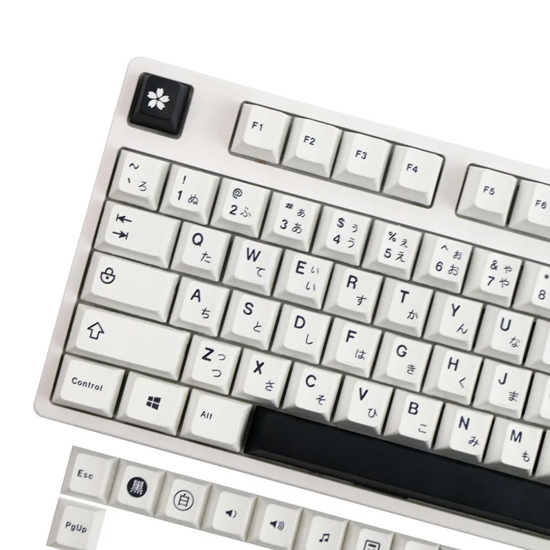 129 teclas/juego GMK BOW, teclas minimalistas en blanco y negro, teclas de sublimación de tinte PBT, teclas japonesas con perfil de cereza con cambio 1.75u 2u - imagen 2