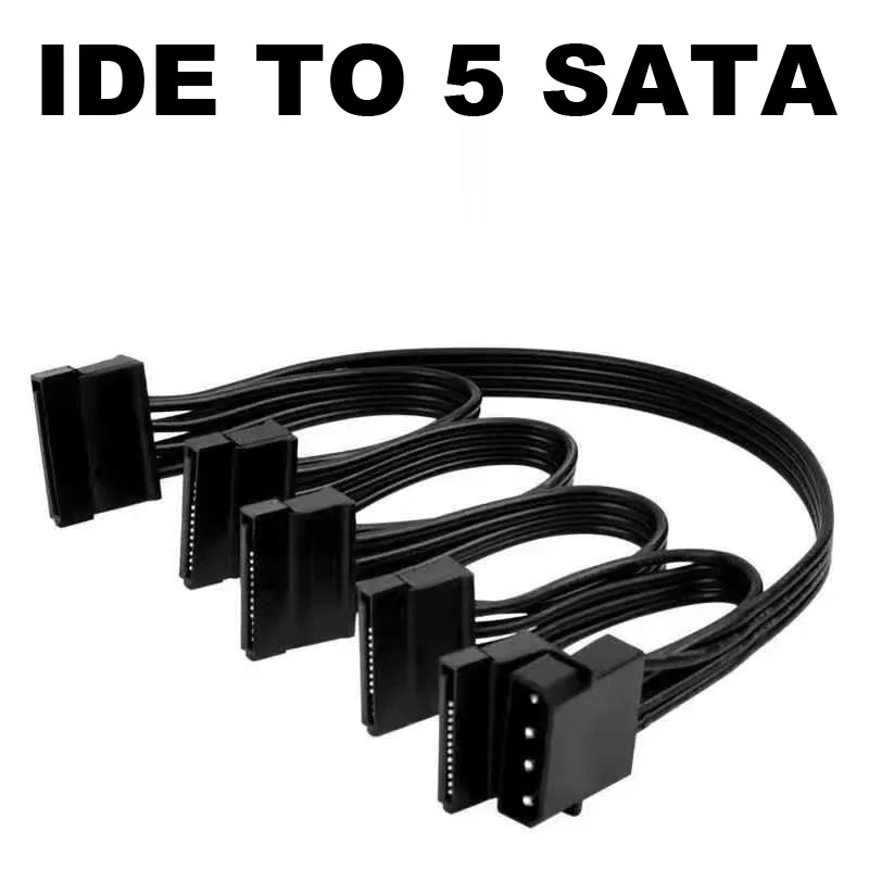 Molex-Cable divisor de fuente de alimentación para disco duro, accesorio de 4 pines IDE Sata a 5 SATA, 15 Pines, para PC DIY, 4 pines, 15p a 15 pines - imagen 3