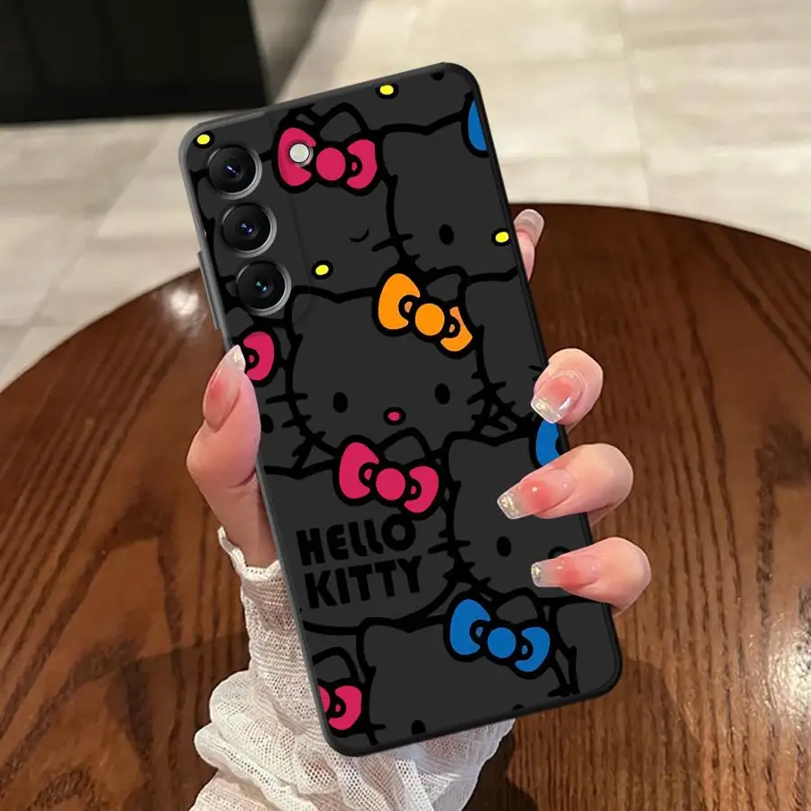 Funda de teléfono suave negra con diseño de gato rosa para Samsung Galaxy A23 A53 A36 A25 A71 A51 A73 A35 A32 A24 A55 A22 A52 A26 A72 A41 - imagen 3