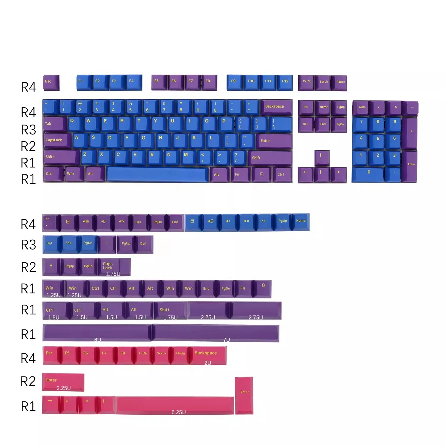 1 Juego de teclas GMK Olivia Nautilus rojo samurái amatista Iris WOB BOW PBT teclas de doble disparo teclas de perfil de cereza - imagen 3