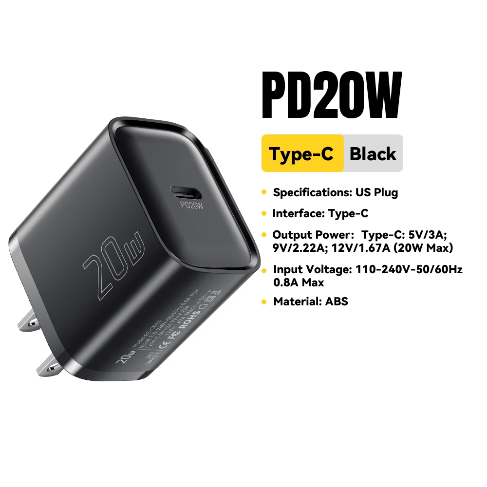 20W Black US Plug