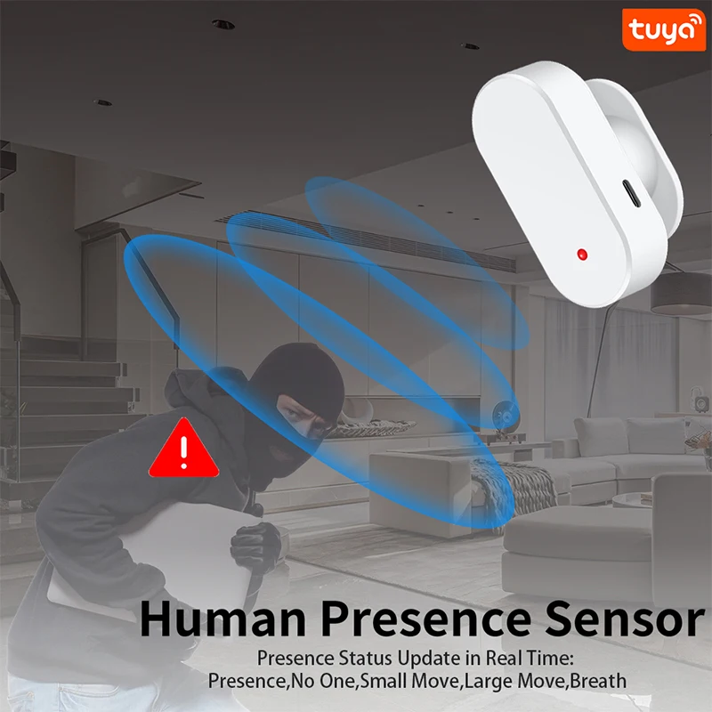 Detector de presencia humana Tuya Zigbee, Sensor de movimiento PIR con Radar MmWave Smart Life con distancia de luminosidad, Monitor de detección de respiración - imagen 4