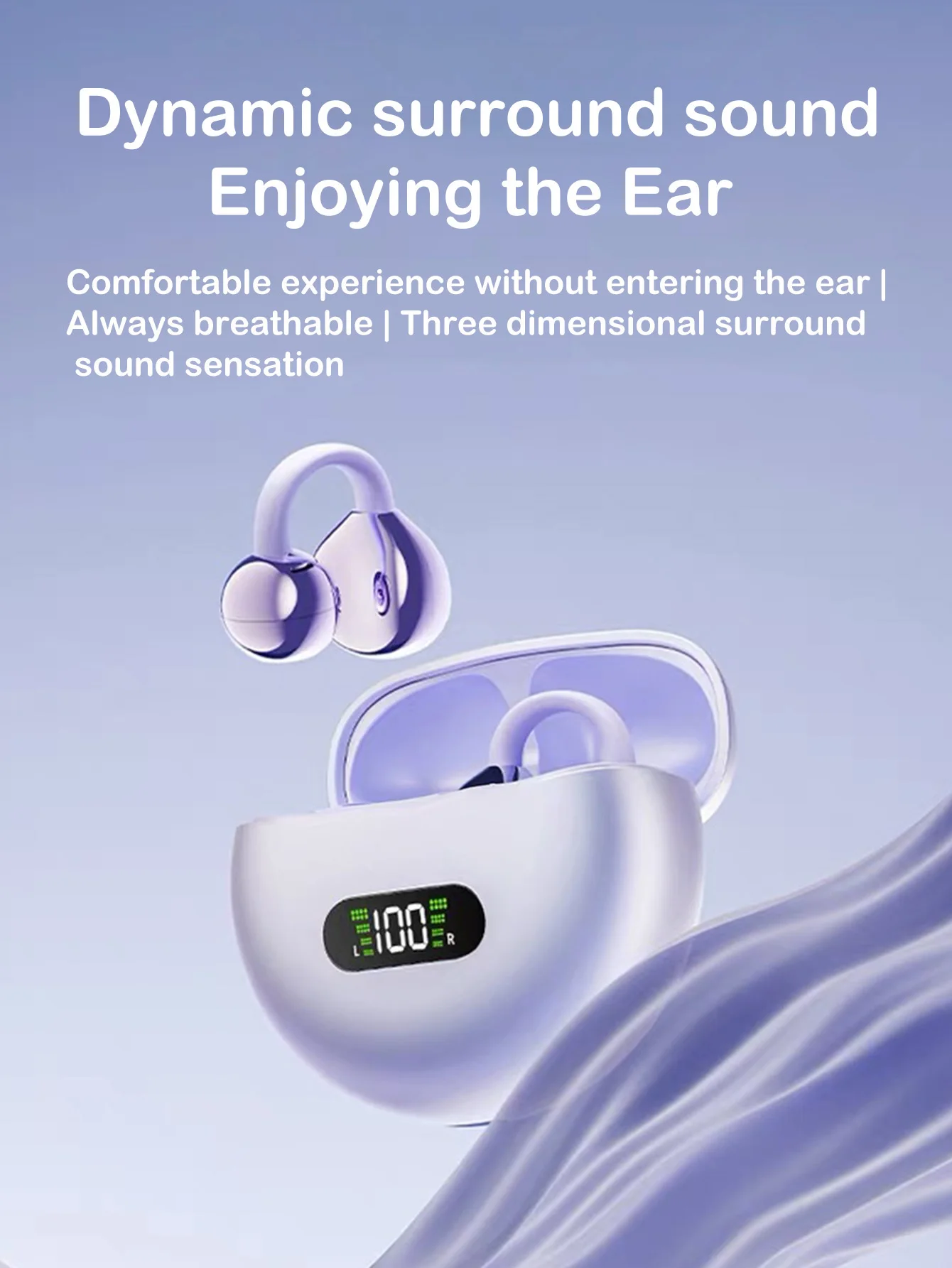 Auriculares Bluetooth con pantalla digital tipo clip para la oreja, con batería de larga duración, adecuados para juegos, trabajo de oficina y escenarios de estudio. - imagen 5