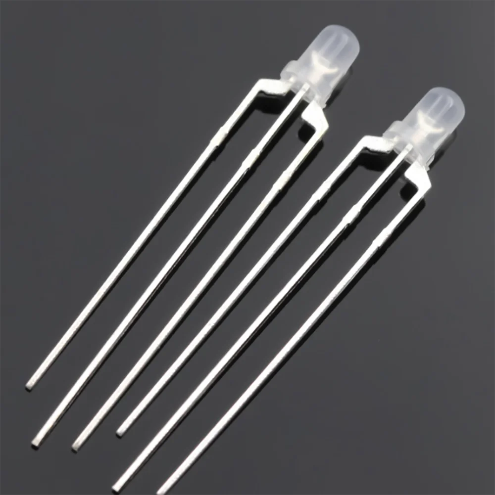 1000 Uds 3mm 5MM redondo transparente/niebla LED lámpara bicolor F3 ánodo común/cátodo LED 3 pines diodo emisor de luz rojo y amarillo azul y verde