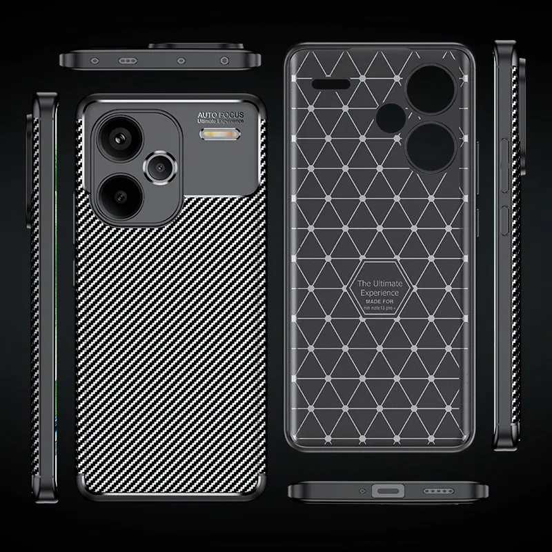 Para Redmi Note 13 Pro Plus funda para Redmi Note 13 Pro cubierta de fibra de carbono a prueba de golpes parachoques protector de silicona para Redmi Note 13 - imagen 3