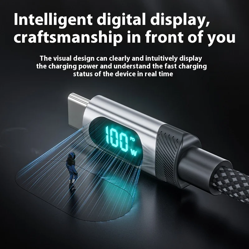 Pantalla digital inteligente de 100W Cable USB tipo C de carga rápida Cable de datos de pantalla digital para Huawei Xiaomi Samsung - imagen 4
