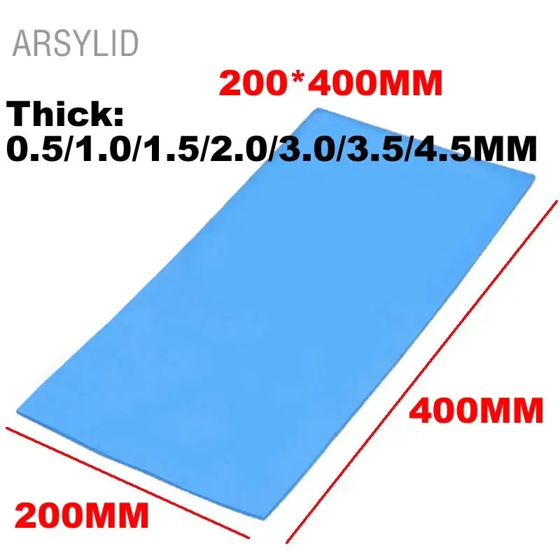 Almohadilla térmica de silicona conductora de refrigeración, alta calidad, 200mm x 400mm x 1,0/2,0/3,0mm, conductividad térmica, 3,6 W, GPU, CPU
