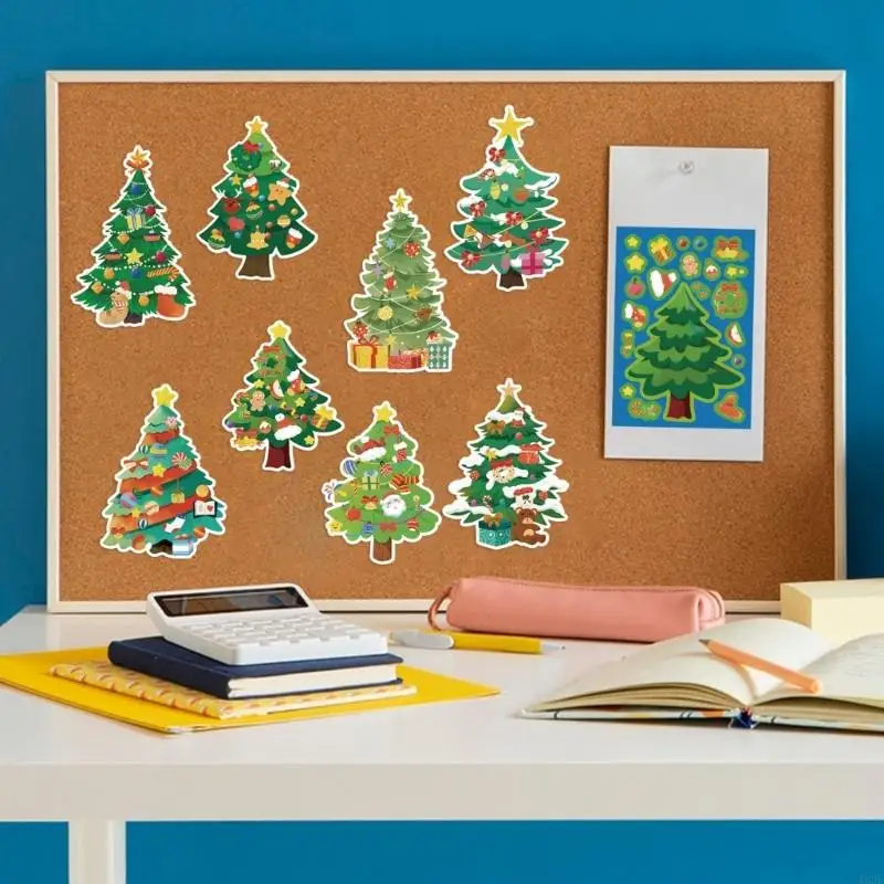 462E 24 pegatinas rompecabezas árbol Navidad con temática navideña, calcomanías tabletas PVC, decoraciones - imagen 5
