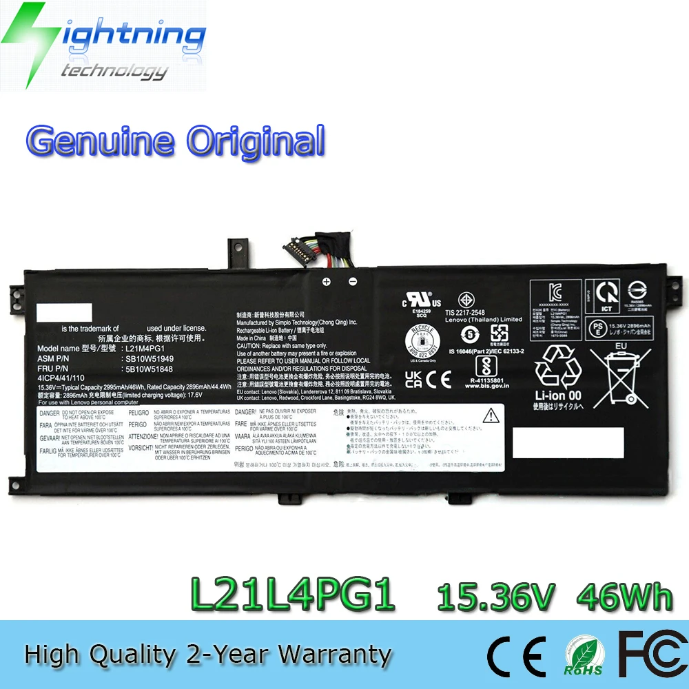 Nueva batería Original y genuino para ordenador portátil L21L4PG1 15,36 V 46Wh para Lenovo ThinkPad L13 Yoga Gen 3 (AMD) 21BB002MMX L21C4PG1 L21D4PG1
