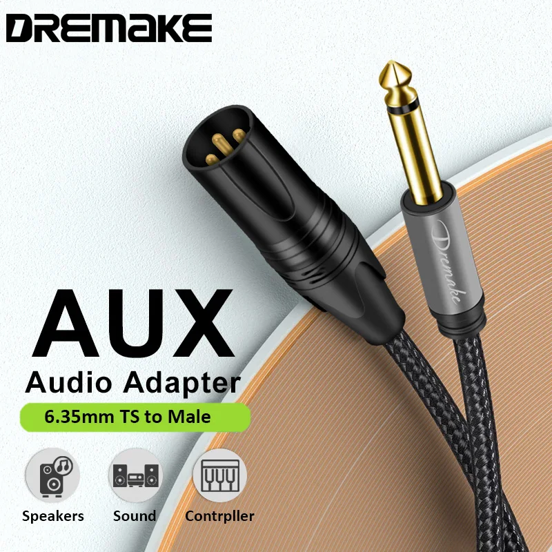 Cable de Audio para micrófono macho, 1/4 "TS Mono a XLR, desequilibrado, doble blindaje, sin ruido, para amplificador de micrófono - imagen 2