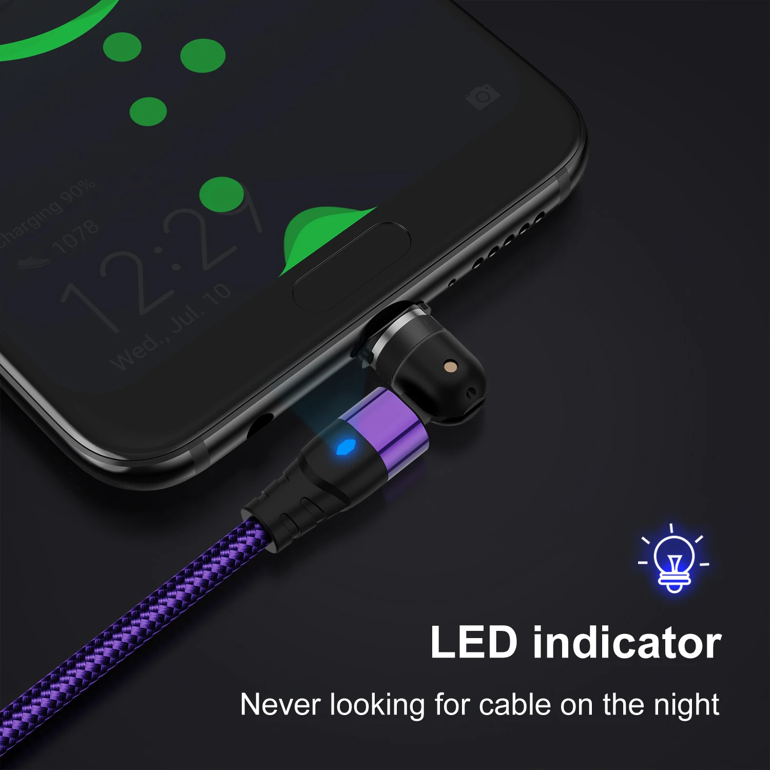 Cable magnético USB tipo C Micro IOS Cable USB 3A Cable de carga rápida para iPhone 14 13 12 Xiaomi Huawei 540 rotación - imagen 3