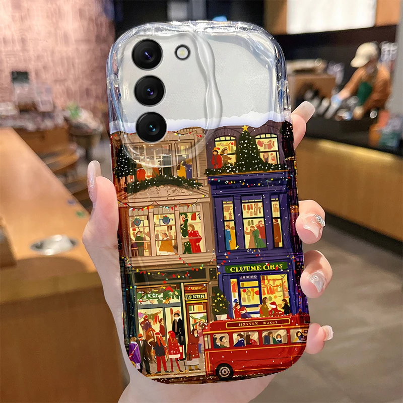 Funda roja con ondas de autobús de Navidad para Samsung Galaxy S25 S24 S23 S22 S21 Ultra Plus S20 FE A73 A72 A71 A56 A55 A54 5G A51 4G - imagen 2
