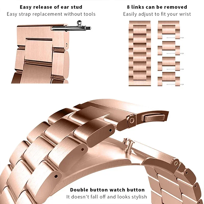 Correa de acero inoxidable de 20mm para Samsung Galaxy watch 7/FE/6/5 pro/4/pulsera clásica de metal de 22mm correa amazfit GTS-GTR-4-3-2e-mini - imagen 4