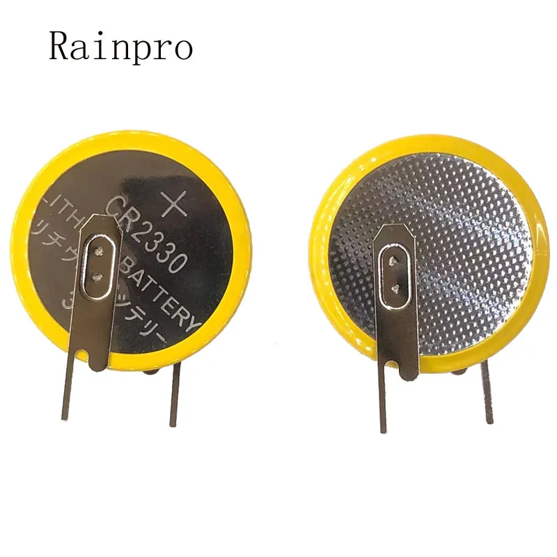 Batería de botón CR2330 de 2 piezas, batería de litio de 3V, batería Vertical con pines de pata de soldadura CR2330