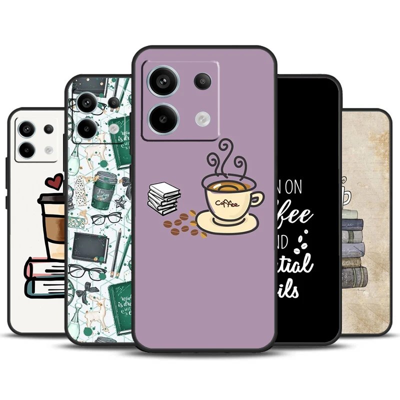 Funda de libros y café para Xiaomi Redmi Note 13 Pro Plus Note 12 11 9 10 11S 10S 12S Redmi 13C 10C 12C