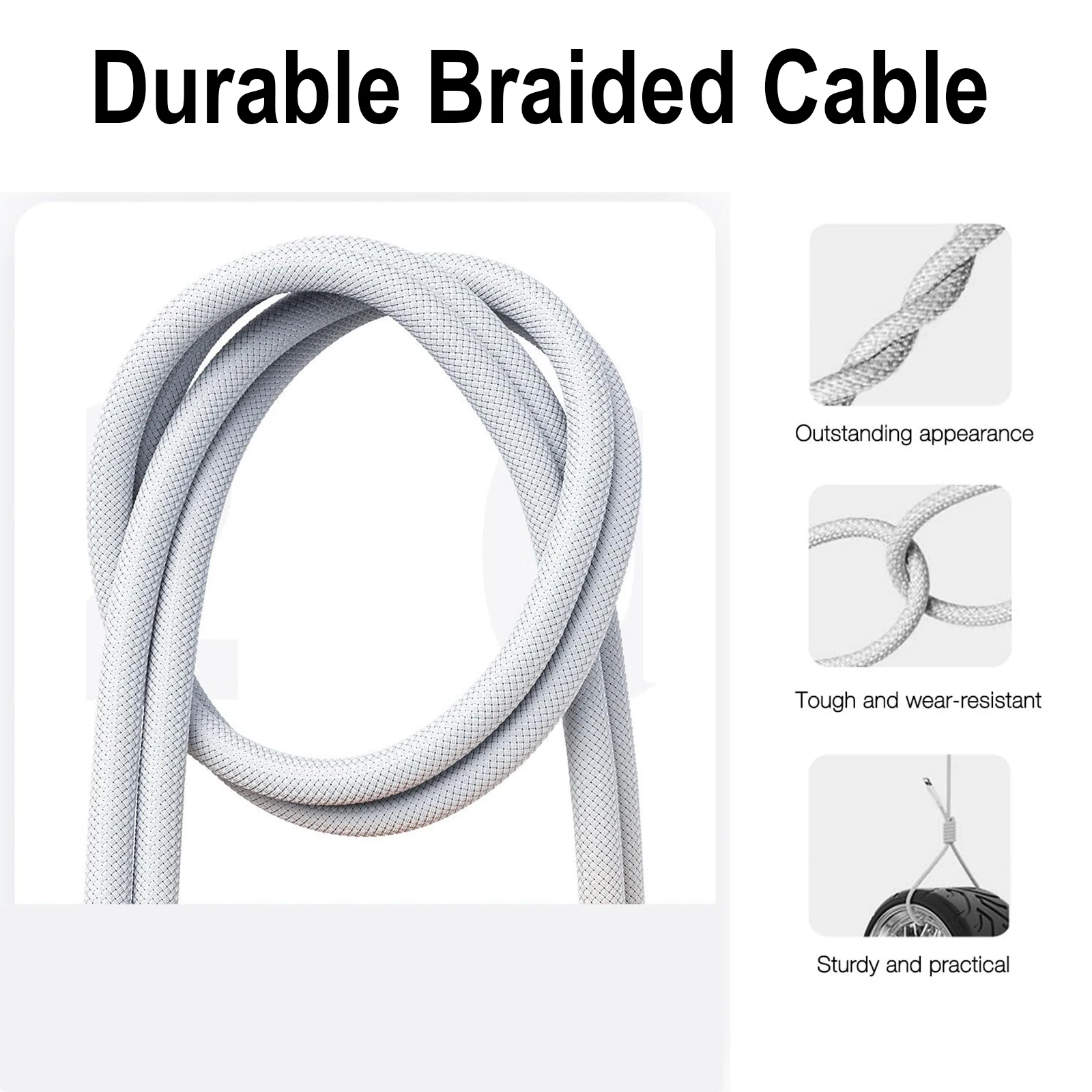 Cable de carga rápida tipo C trenzado de nailon USB-C para iPhone16/15, Samsung S24/23/22, iPad Pro, Cable de carga de coche compatible con Carplay. - imagen 3