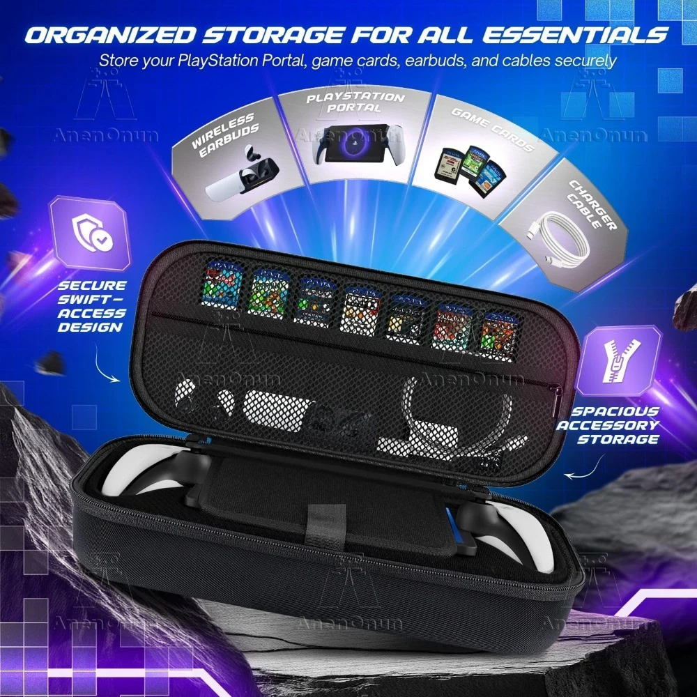 Kit de accesorios protectores 4 en 1 para PS Portal, Estuche de transporte EVA, carcasa suave de silicona, Protector de pantalla de vidrio templado 2 HD - imagen 2