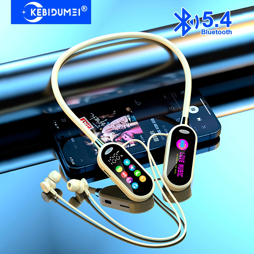 Auriculares Bluetooth 5,4, auriculares con banda para el cuello y pantalla LED, auriculares inalámbricos con reducción de ruido para Monitor de auriculares KTV Live