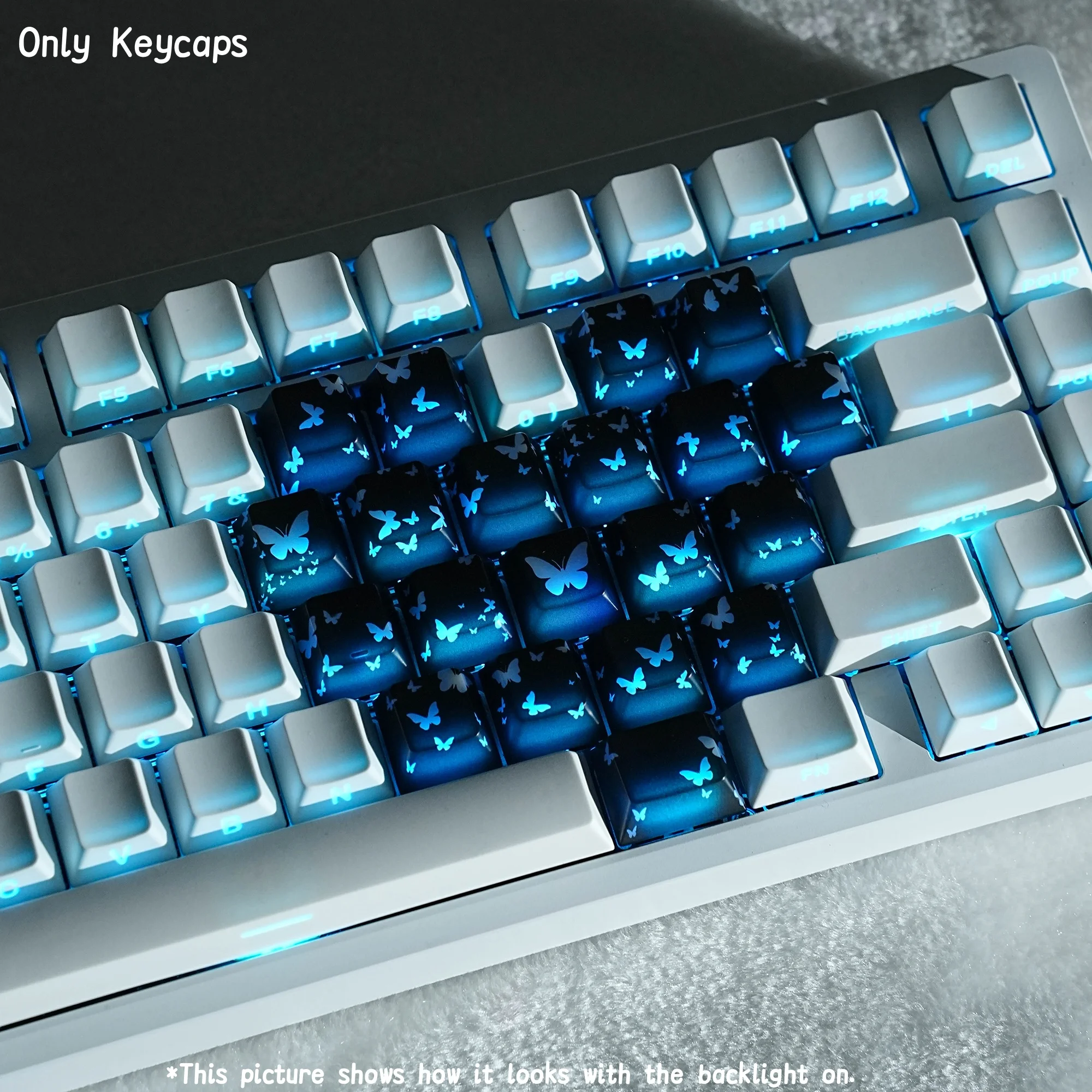 Teclas de mariposa con diseño de corazón, proceso IMD, teclas translúcidas, 21 teclas para teclado mecánico, sin grabado, personalizado, DIY - imagen 3