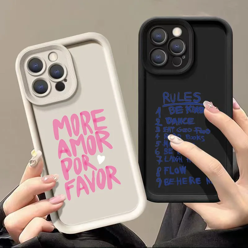 Para iPhone 16 15 14 Pro Max 13 12 11 colorido maximalista más Amor Por Favor funda de teléfono para iPhone XS Max X XR 7 8 Plus 15