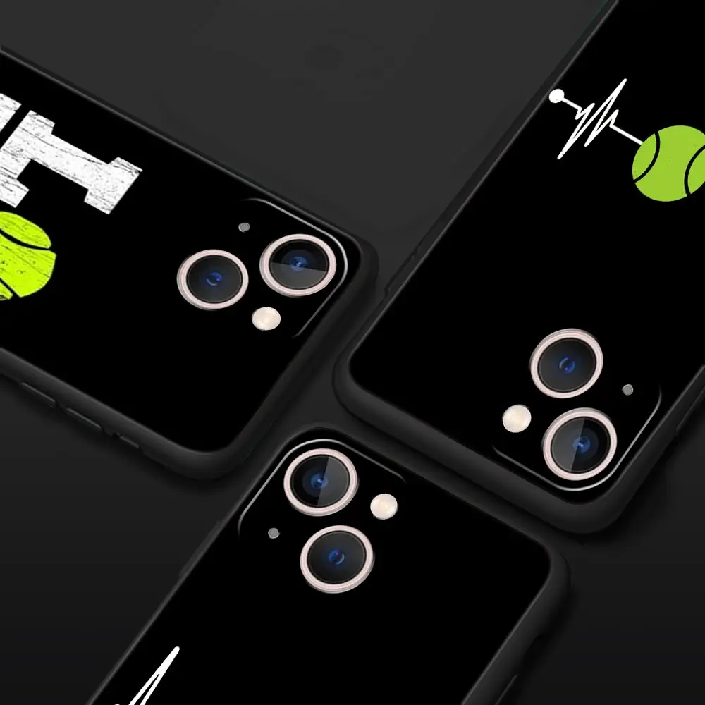 Funda de teléfono de lujo deportiva con pelota de tenis para Apple iPhone 16 11 15 14 Pro MAX 12 13 7 8 Plus X XR XS SE, funda negra de silicona - imagen 2