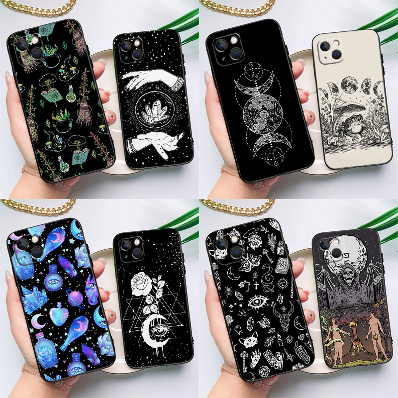 Funda de bruja gótica con Luna de brujería oculta para Oppo A60 A80 A40 A15 A16 A17 A57 A94 A74 A54 A76 A96 A18 A38 A58 A78 A98 A5 A6 Pro