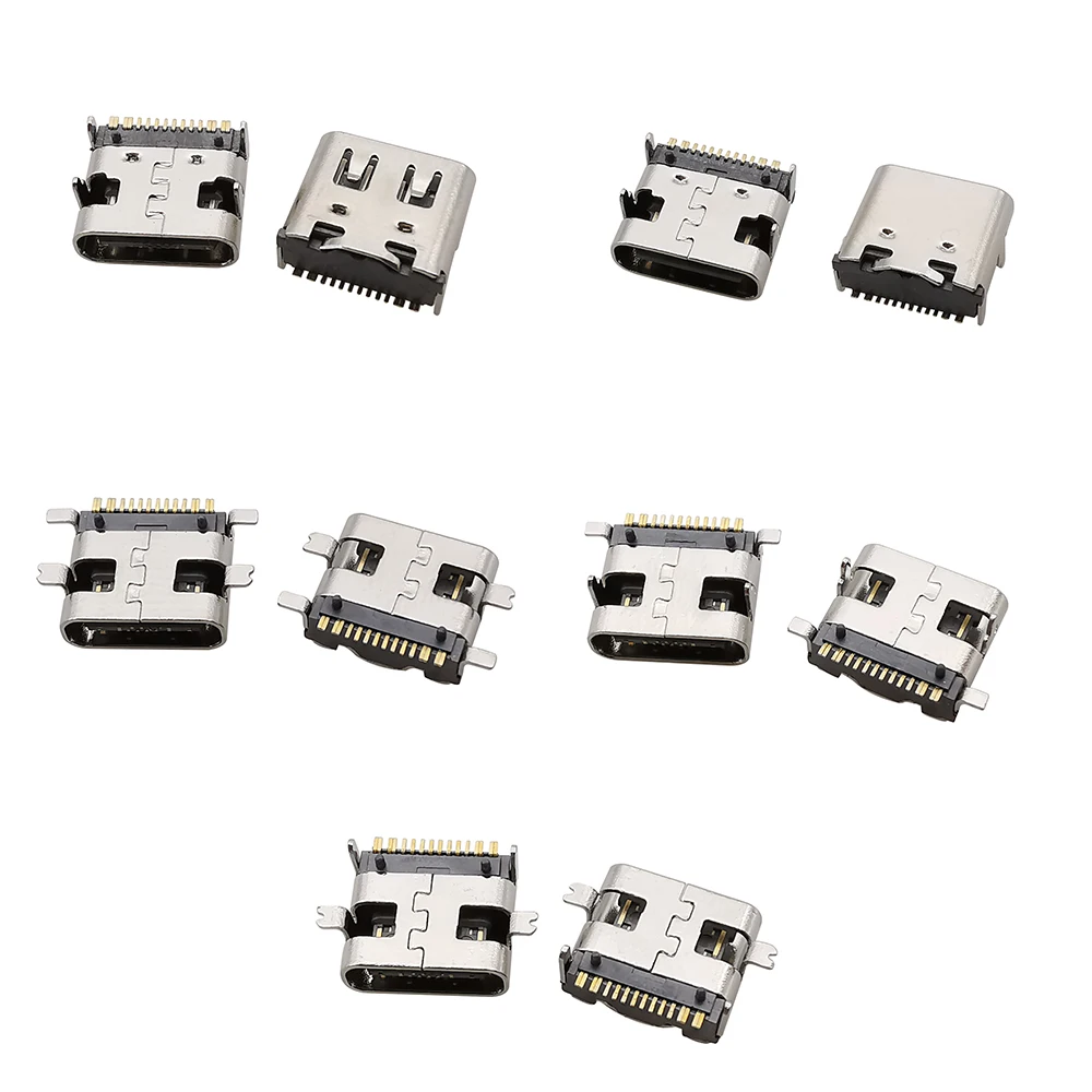 10 Uds conector hembra USB tipo C 2 6 16 24 pines conector de puerto de carga SMD DIP para PCB adaptador de reparación DIY tipo C - imagen 5