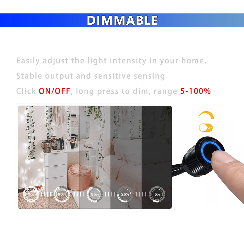 Controlador de Sensor táctil atenuador de un solo Color, 1 canal, 72W, 144W, 6A, 12V, 24V CC, 5,5x2,1mm, tira de luz LED, caja de Metal, interruptor integrado - imagen 5