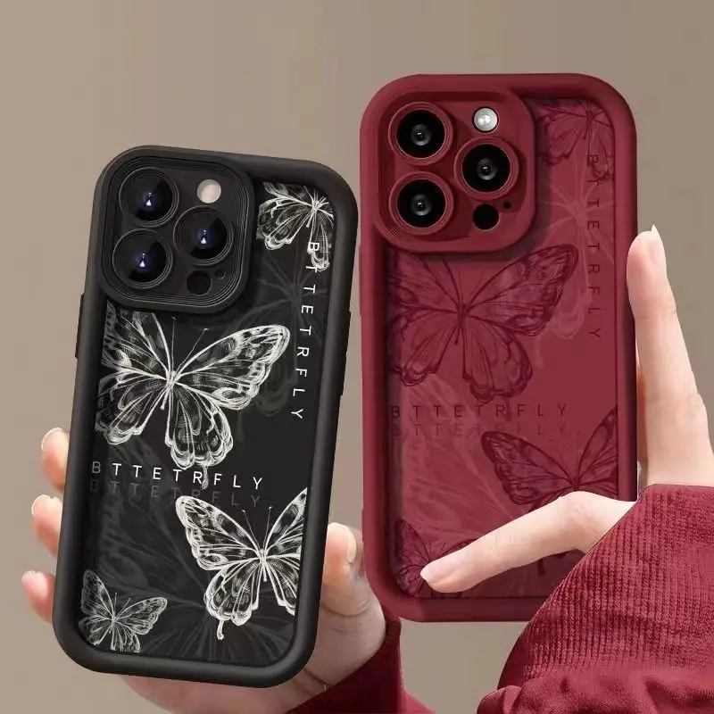 Funda de teléfono de pareja de silicona con mariposa morada para Xiaomi Redmi 9A 9C 10 10C 12 12C K30 K40 K50 Note 10 11 12 13 Pro 5G - imagen 2