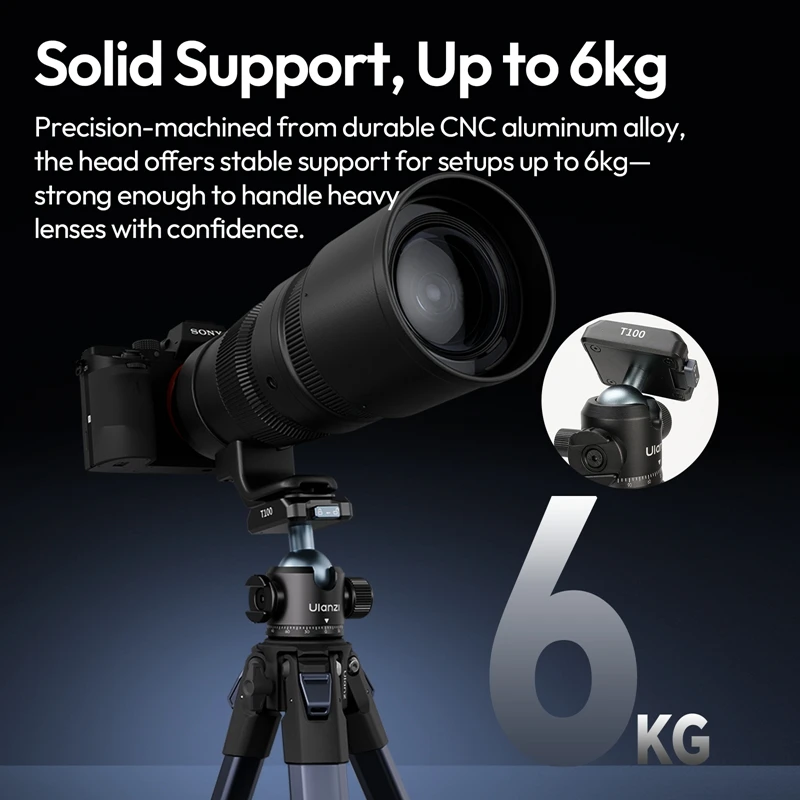 Ulanzi T100 Uka Cabeza de bola de liberación rápida Carga de 6 kg para retrato Paisaje Consumo Vlog Shots con 360 °   Zapato frío ajustable - imagen 5
