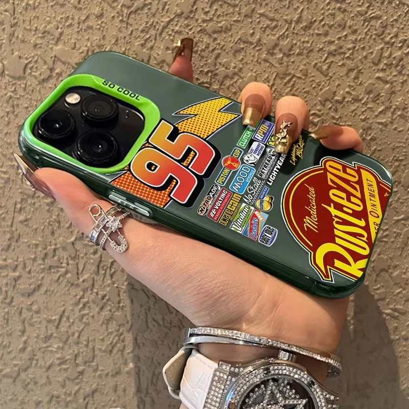 Phone Case For iPhone 16 15 14 13 12 11 Pro Max XS Max 7 8 Plus Shockproof Silicone Cars L-Lightning M-McQueen 95 Back Cover - imagen 3