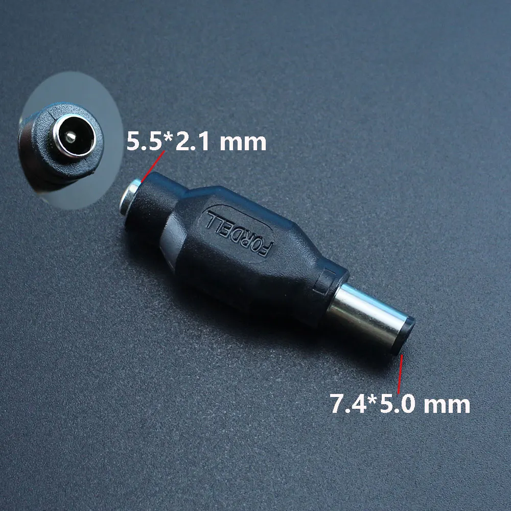 1 Uds adaptador de corriente CC 7,4x5,0/4,5x3,0 enchufe macho a conector hembra de 5,5x2,1mm enchufe de cargador de energía CC para HP DELL Notebook Pc 5,5*2,1 - imagen 5