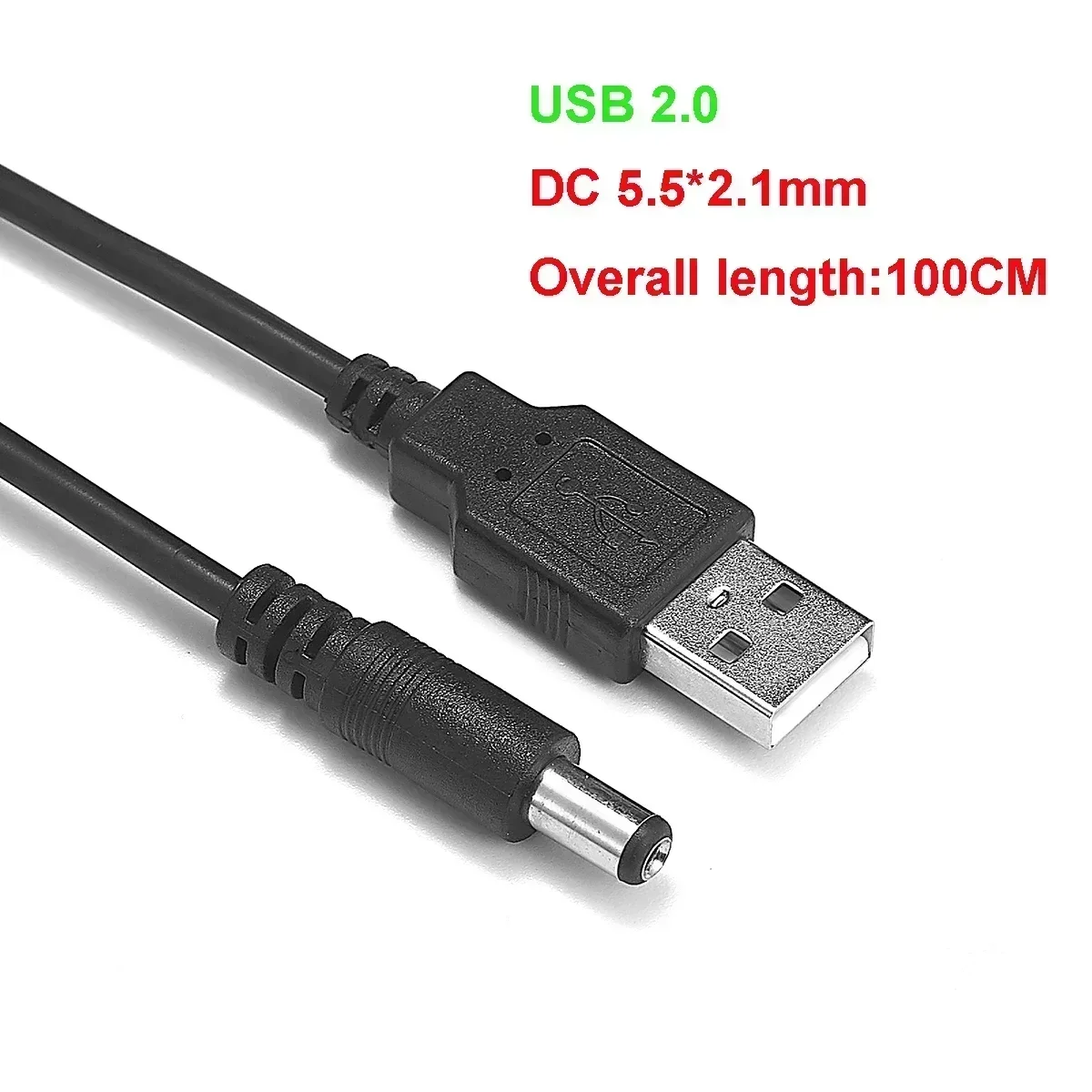 Cable de alimentación USB a CC, conector Jack de 5V y 12V, Cable de carga de conector CC a USB de 5,5mm x 2,1mm para enrutador Wifi, Mini ventilador y altavoz - imagen 2