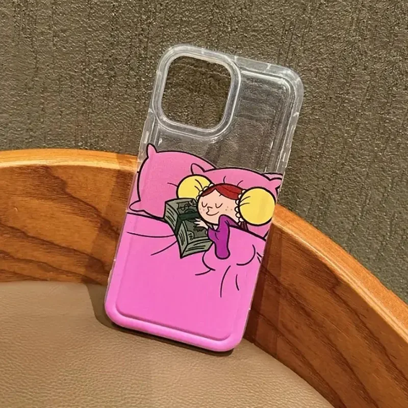 Funda de TPU con cojín de aire para chica dinero de dibujos animados Retro para Samsung Galaxy A55 A54 A35 A15 A14 A34 A52 S21 FE S22 S23 S24 S25 Ultra - imagen 4