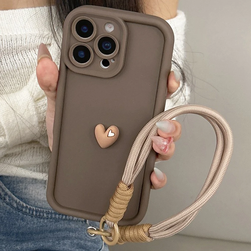 Funda de teléfono con cuerda y cordón suave con corazón de amor 3D para Xiaomi Redmi Note 14 13 12 Pro Plus 5G 13 12S 11S 11 Redmi 12 14C, funda de silicona