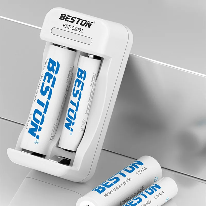 Cargador de batería portátil NI-MH, 2 ranuras, 1,2 V, AA, AAA, 2A, USB, luz indicadora - imagen 5